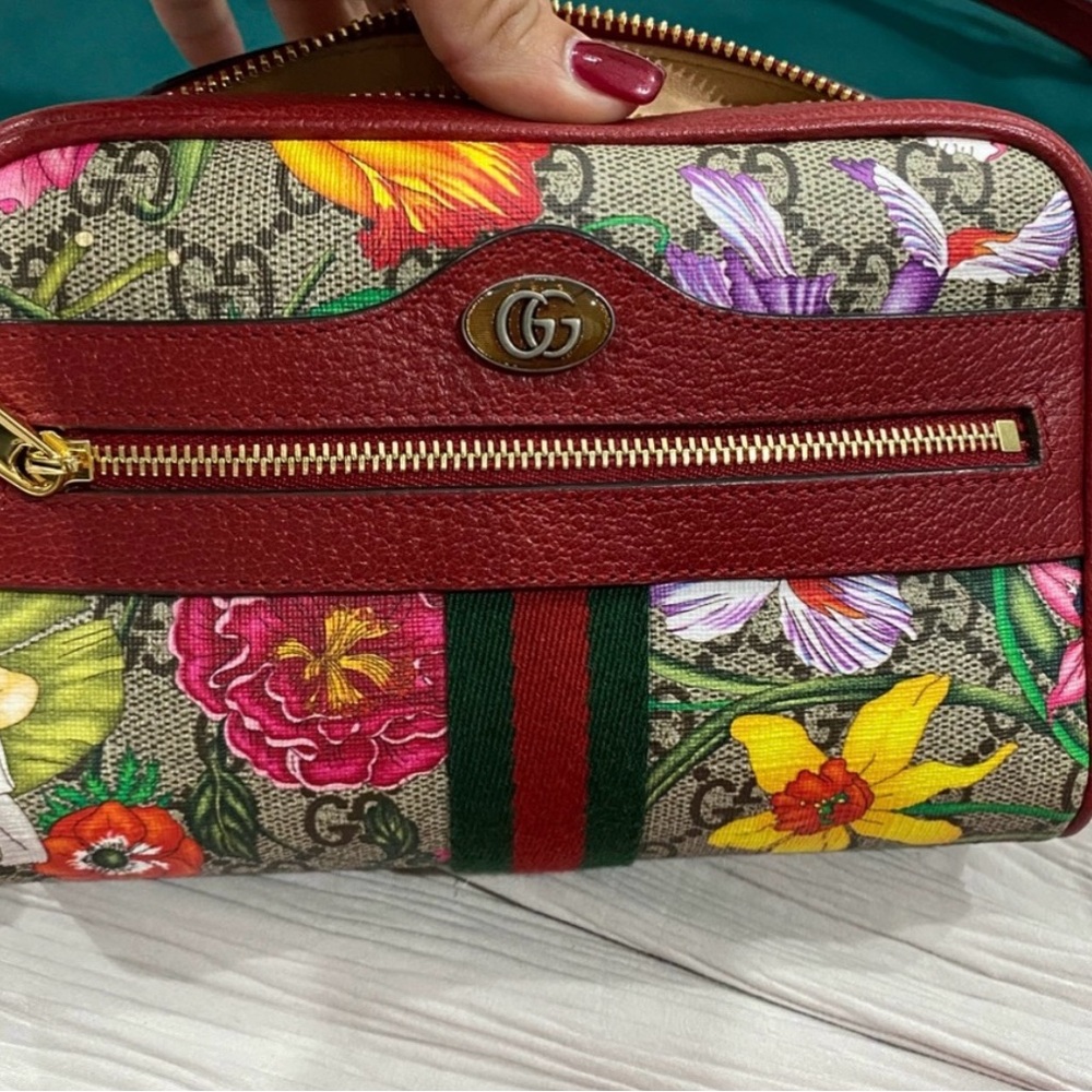 Gucci Ophidia crossbody camera bag, red with flowers - Picture 3 of 6